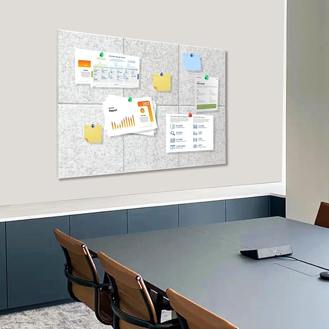 Large Cork Board Tiles for Wall with Push Pins, Removable 36" x 24" Bulletin Board Sets, Adhesive Pin Board | Magrowill 6 Packs Felt Panels for Office Home Classroom Dorm Interior Wall Decor