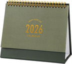 Small Desk Calendar 2026, Standing Flip Desktop Calendar from January 2026 to June 2027 - Metal Ring Twin-Wire Binding Monthly Desktop Calendar for Home Office School (Green)