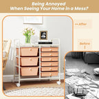 GOFLAME 9-Drawer Rolling Storage Cart, Mobile Utility Cart with Removable Drawers & Metal Frame, Art Craft Organizer Cart with Lockable Wheels, Storage Drawer Cart for Home Office School, Peach Fuzz