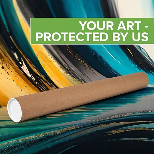 4" x 48" Reinforced Kraft Paper Mailing Tube, Pack of 4 Tubes with 2 Caps Each – USPS Approved Poster Tube – Made in USA Cardboard Tube for Shipping and Storing Posters, Prints, Artwork, or Documents