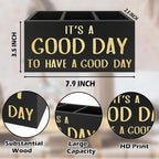 QZQE Inspirational Office Pen Pencil Holder Organizer for Desk, It's a Good Day to Have a Good Day Positive Wooden Box Signs Decorations for Home Office Desk Tabletop, Motivational Gifts for Women