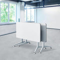 Goakwwuz Conference Room Table, Folding Conference Tables,Thicken Grey Tabletop,Flip Top Wooden Seminar Meeting Room Table for Conference Room Offices (2, White, 61.0“)