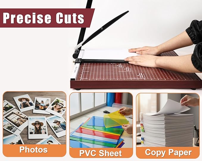 Voluda 18 Inch Guillotine Paper Cutter - Heavy Duty Professional Paper Trimmer for Cardstock, Photos & Office Use - 12 Sheet Capacity with Safety Lock.