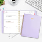 2026 Planner, Annecy Weekly ＆ Monthly Planner 2026, Jan. 2026 – Dec. 2026, 9" x 11" Monthly Agenda Planner with Tabs, Vegan Leather Cover, Spiral Binding, Double-sided Pocket, Bookmark, Purple