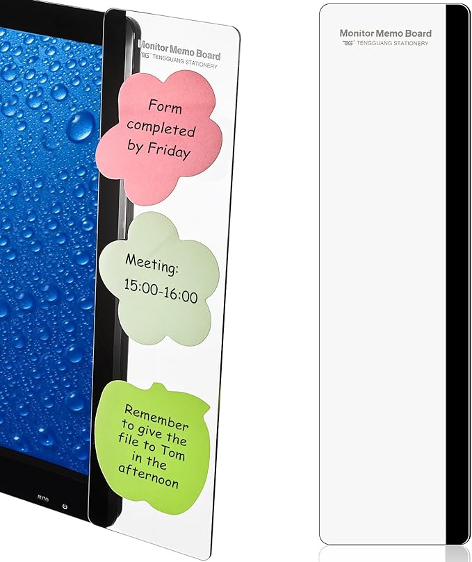 Zonon 2 Pieces Computer Monitor Notes Screen Monitor Memo Board Sticky Note Holder Message Board Computer Side Panel for Office Home Desktop Left and Right