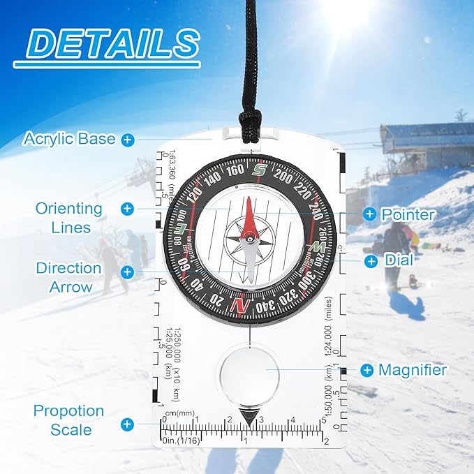 PATIKIL Orienteering Compass, Navigation Backpacking Compasses for Map