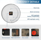 Vozoza Pickleball Game Sports 12 Inch Analog Wall Clocks Battery-Operated with Led Lights for Living Room Bedroom Kitchen Office Decor, Battery Not Included