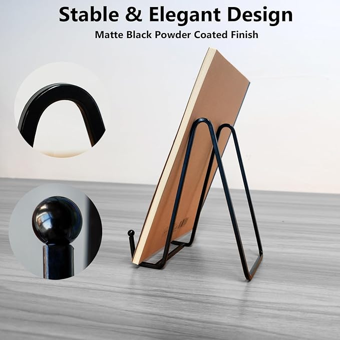 Kruodop 4 Pack 4" Metal Square Frame Easel Stands - Multi-Use Tabletop Display for Plates, Photos, Art, Books, Signs | Durable Mini Easels for Home Decor, Office, Studio & Vinyl Records
