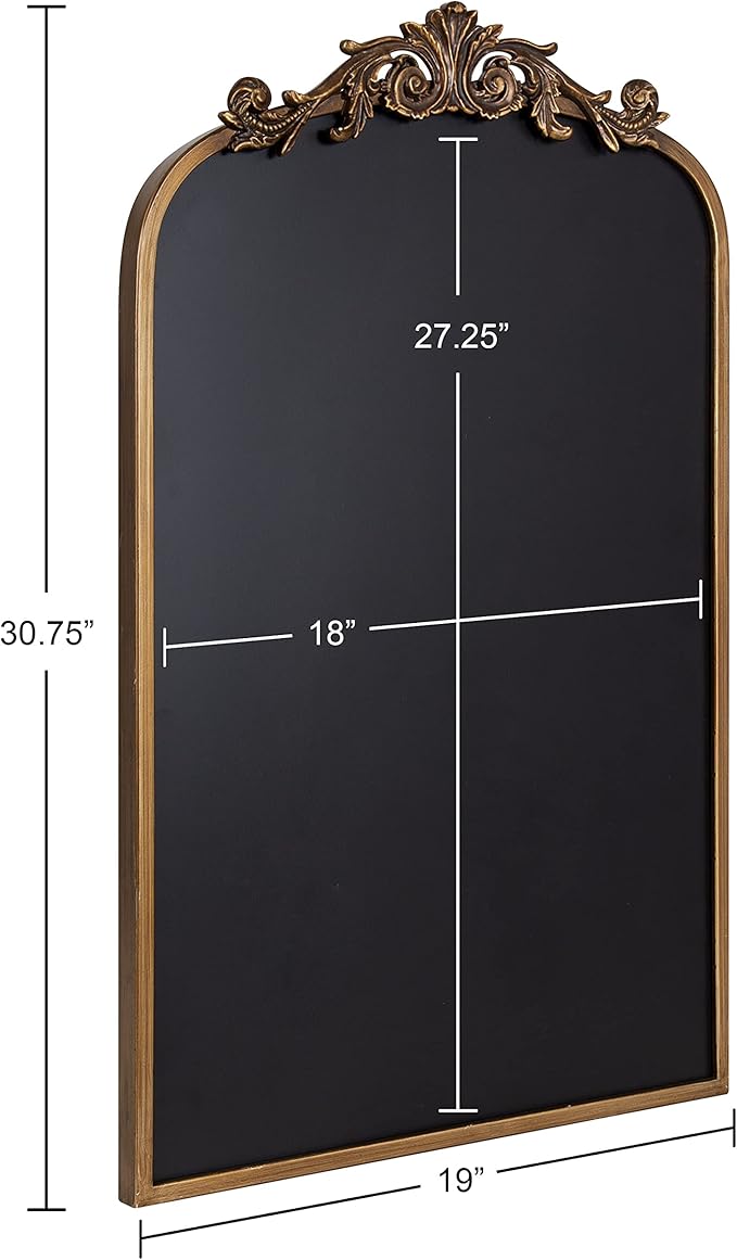 Kate and Laurel Arendahl Arch Chalkboard; Gold; 19 x 31; Framed Arched Ornate Vintage Magnetic Chalkboard for Unique Display; Decoration; and Organization