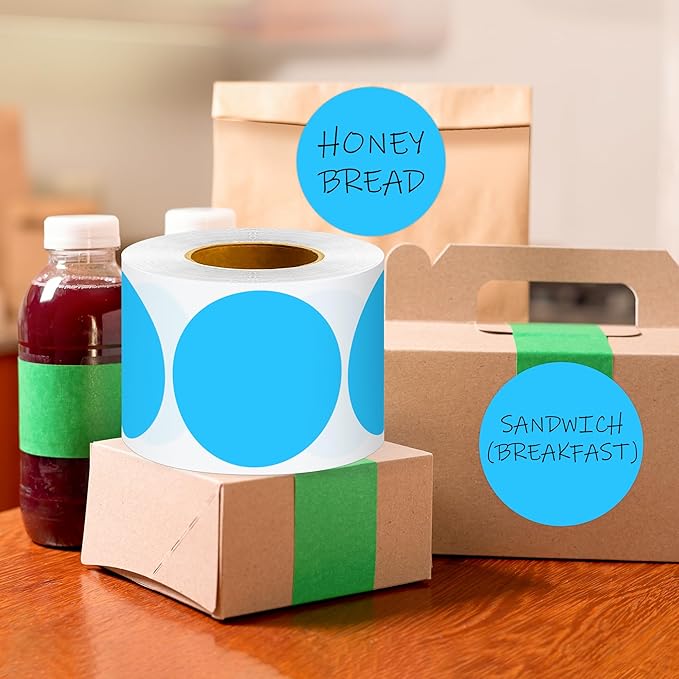 3 Inch Round Color Coding Labels (500 per Roll) - Colored Dot Stickers Round Labels for Inventory, Warehouse, Office Organizing - Sky Blue Circle Stickers