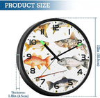 Vozoza Fishing Underwater 12 Inch Analog Wall Clocks Battery-Operated with Led Lights for Living Room Bedroom Kitchen Office Decor, Battery Not Included