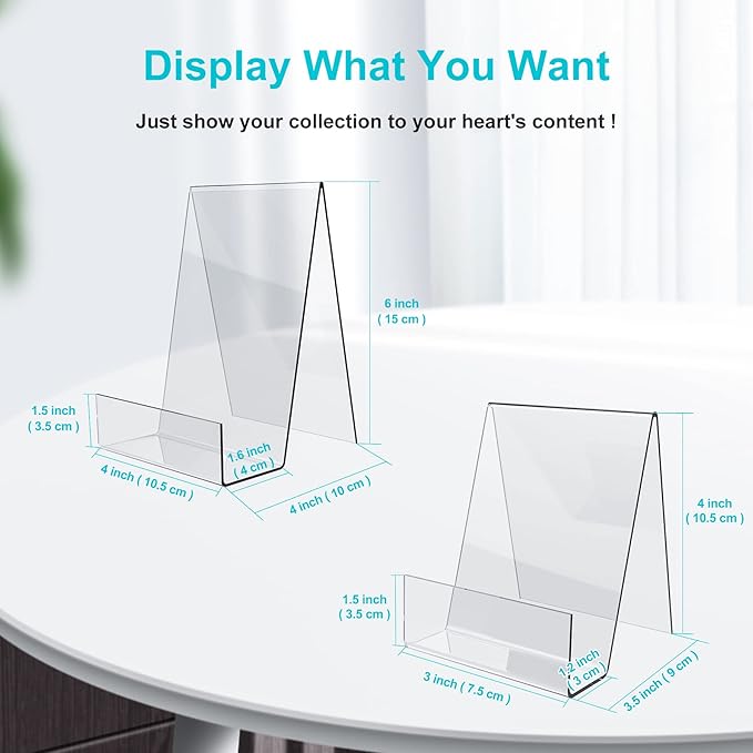 Boloyo Acrylic Book Stand with Ledge,10PC Clear Acrylic Display Easel Transparent Display Stand Holder Tablet Holder for Displaying Books,Magazine,Plate,Pictures,Artworks, CDs