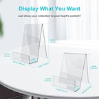 Boloyo Acrylic Book Stand with Ledge,10PC Clear Acrylic Display Easel Transparent Display Stand Holder Tablet Holder for Displaying Books,Magazine,Plate,Pictures,Artworks, CDs