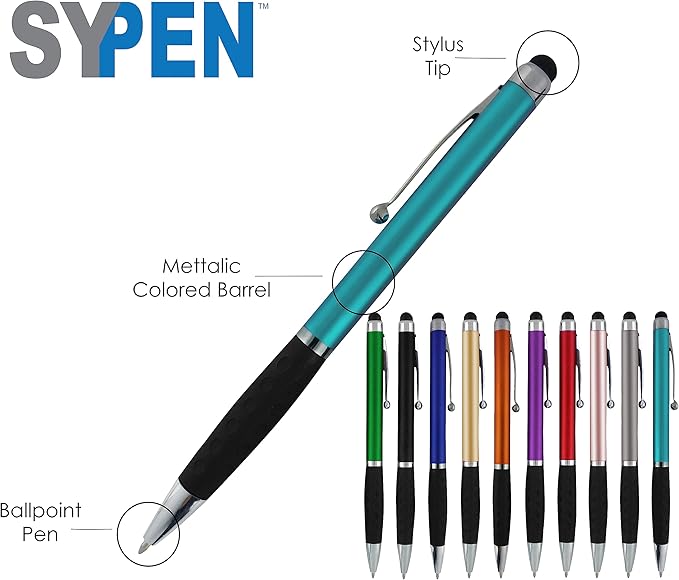 SyPen Personalized Pens With your Custom Logo or Text-300 Pack Bulk-for Businesses, Parties, and Events, 2 in 1 Ballpoint Pen & Stylus for Touchscreen Devices, Orange Barrel, Black Ink