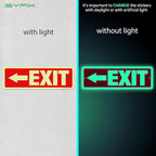 iSYFIX Exit Signs with Directional Left Arrow, Glow in the Dark, Photoluminescent Aluminum 12x4 Inch - 6 Pack, Laminated for UV & Weather Resistance, Ideal for Offices, Schools, Theaters & More