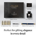 Ellington Pens Luxury Calligraphy Set - Premium Fountain Pen with 6 Nibs, 50 ml Black Ink Bottle, 6 Cartridges, Converter, Elegant Gift Box – Perfect for Drawing, Writing, Gifting (Nautilus)