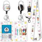 Be Kind Lanyards for Id Badges, Cute Hand Sign Badge Reel Heavy Duty with Carabiner Clip, Fashionable ID Badge Holder with Breakaway Lanyard, Teacher Nurse Office Christmas Gifts