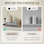 Decorative Bookends for Shelves, Set of 2 Book Ends for Heavy Books, Layered Arch Design Beige Bookend