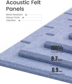Fluxynara Felt Bulletin Board Tiles -28"x18" with 40 Adhesive Tabs, Cork Board Alternative for Office Decor, Push Pin Board Wall Organizer 6-Pack(Soft Periwinkle)