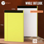 Yellow Legal Pads 8.5 x 11 Note Pads, 3 Pack Yellow Notepads 8.5 x 11 Wide Ruled Writing Paper Pads, Perforated Legal Note Pads 30 Sheets Per Lined Paper 8.5 x 11 Notepad for Taking Notes, Reminders