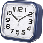 Tinload 5.5" Large Analog Alarm Clock Silent Non Ticking, Gentle Wake, Beep Sounds, Increasing Volume, Battery Operated Snooze and Manual Light, Easy Set, Blue