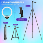 Sensyne 10'' RGB Ring Light with 50'' Extendable Tripod Stand, Circle Lights with Phone Holder for Live Stream/Makeup/YouTube Video/TikTok, Compatible with All Phones