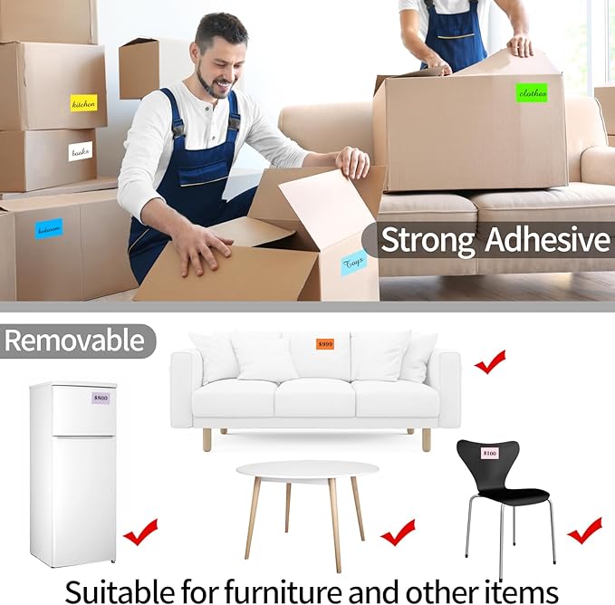STARLIBOO Colored Labels Stickers 3 x 2 Inch, Removable Rectangle Moving Labels, 250Pcs Garage Sale Price Stickers, Adhesive Moving Labels for Boxes(Orange)