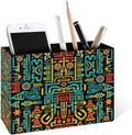 Famame Aztec Colorful Pattern Pencil Holder for Desk, Leather Desktop Container Pen Cup Storage Study Table Pen Organizer Makeup Brush Holder for Classroom Office Home