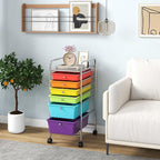 Giantex 6 Storage Drawer Cart Rolling Organizer Cart for Tools Scrapbook Paper Home Office School Multipurpose Mobile Utility Cart (Tomato, Orange, Light Green, Turquoise, Purple)