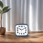 Tinload 5.5" Large No Ticking Analog Alarm Clock,Silent Readable for Seniors,Easy to Set,Gradual Rise Alarm,Big Numbers,Gentle Wake,Snooze, Lighted on Demand,Battery Operated,Blue