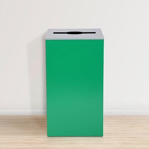 Alpine Mixed Lid Industries 29 Gallon Sturdy Steel Cube Recycling Container, Square Opening - 3 Color Cans Available Sold Separately (Lid Mixed Opening)