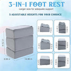 Novabright Foot Rest Under Desk at Work with 3 Adjustable Height, Non-Slip Ergonomic Foot Stool with Gel Top and Warm Pocket for Home Office Car Leg Back Rest(15" X 9" X 17.7",Parallel,Gray)