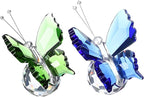 PATIKIL 2 Pcs Butterfly Crystal Paperweight, 75mm / 3 Inch Crystal Paperweight Paper Weight for Home Office Desktop Table Decor Wedding Party Jewelry Ornaments, Green/Blue