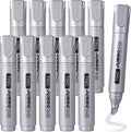 Fuutreo 10 Pack Jumbo Permanent Markers Bulk Large Chisel Tip Permanent Markers Quick Drying Waterproof Big Huge Poster Pens for Office, Logistics Company and More(Silver)