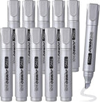 Fuutreo 10 Pack Jumbo Permanent Markers Bulk Large Chisel Tip Permanent Markers Quick Drying Waterproof Big Huge Poster Pens for Office, Logistics Company and More(Silver)