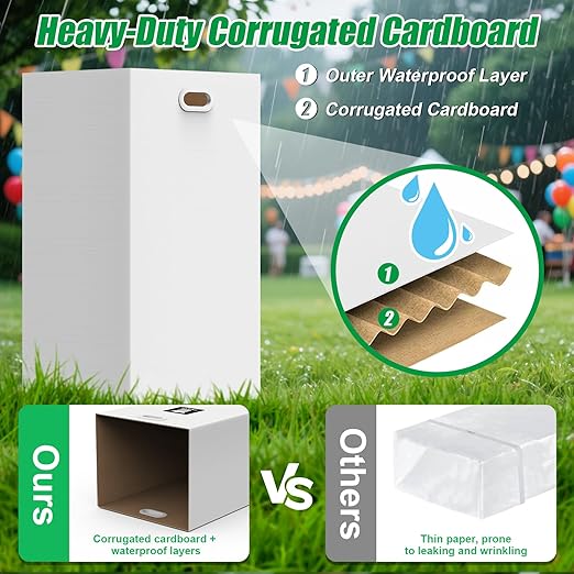 CINNIE&JHIN 30 Gallon Corrugated Cardboard Disposable Trash Cans with Built-in Handles, Heavy Duty 8 Pack Extra Large Portable Trash Can, Waterproof Layer Reusable Garbage Can, Recycling Bins