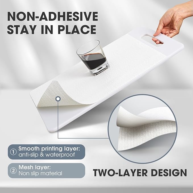 ALIUNI Drawer and Shelf Liner, Non-Slip Kitchen Cabinet Liners Non-Adhesive Thick Strong Grip Waterproof Washable Mats Protect Dresser Shelves Cupboard Bathroom Cabinets, White, 20 in X 30 FT