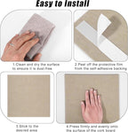 Large Cork Board 36" x 24", 6 Pack Felt Wall Tiles with Colored Pushpins, Bulletin Board with Removable Self-Adhesive Strips, Pin Board Cork Boards for Walls Office Home-Tan
