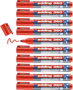 edding 360 whiteboardmarker - rood - 10 whiteboardstiften - ronde punt 1,5 - 3 mm - boardmarker uitwisbaar - voor whiteboard, flipchart, magneetbord, prikbord, memobord - sketchnotes - navulbaar