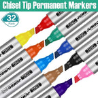 Fuutreo 32 Pcs Jumbo Permanent Markers Bulk Large Chisel Tip Permanent Markers Waterproof Jumbo Pens Quick Drying Office Supplies(Multicolor)