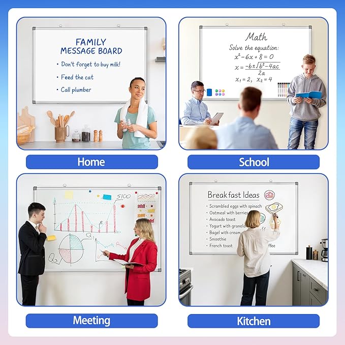 Grtard 36" x 24" Magnetic Dry Erase Whiteboard for Wall, Large Hanging Magnetic White Board with Marker & Magnets, Smooth Writing Dry Erase Board for Office & Home, Christmas Practical Gift Idea