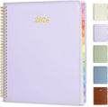 2026 Planner, Annecy Weekly ＆ Monthly Planner 2026, Jan. 2026 – Dec. 2026, 9" x 11" Monthly Agenda Planner with Tabs, Vegan Leather Cover, Spiral Binding, Double-sided Pocket, Bookmark, Purple