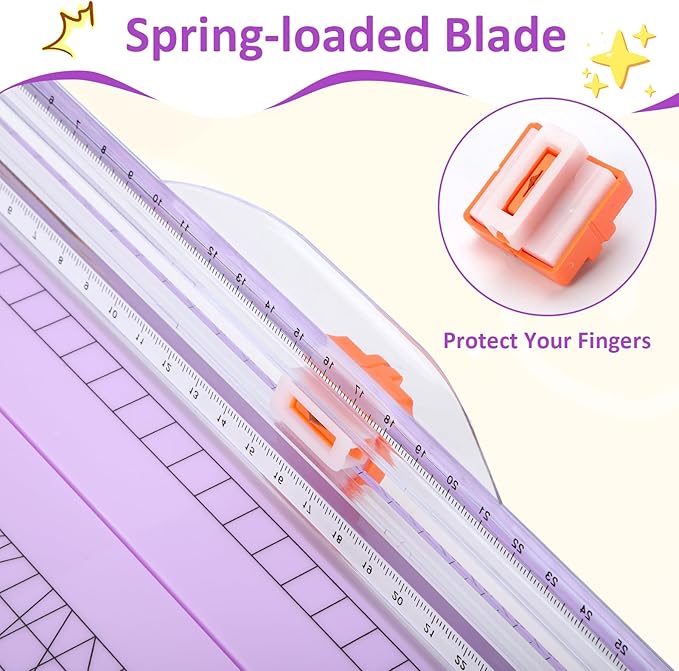2 Set A4 Paper Cutter 12 Inch Titanium Paper Trimmer Scrapbooking Tool with 2pcs Replacement Blades with Automatic Safety Guard and Side Ruler for Craft Paper,Cardstock,Photo,Coupon, Label