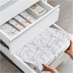 ALIUNI Drawer and Shelf Liner, Non-Slip Kitchen Cabinet Liners Non-Adhesive Thick Strong Grip Waterproof Washable Mats Protect Dresser Shelves Cupboard Bathroom Cabinets, White Marble, 24 in X 10 FT