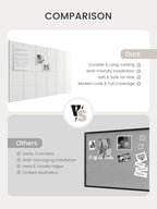 Bumusty Large Cork Board Alternative-36 x24 Felt Bulletin Board Tiles, with 30 Pushpins, 40 Adhesive Tabs, 6-Pack Slat Wall Paneling, Cork Boards for Office Push Pin Board Felt Board-Milky White