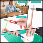24 Pack Box Cutters, 9mm Razor Knife, Push-Sliding Button, Box Cutter Retractable, Break-off Utility Knife, Box Opener Tool for Office, Home, School, Art DIY