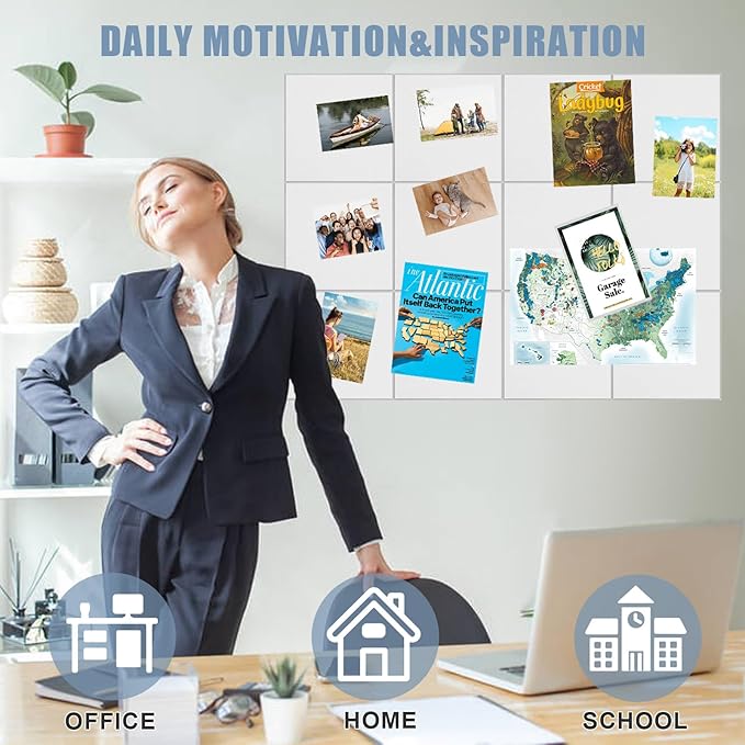 Large Cork Board Alternative 48" X 36" Bulletin Board - 12 Pack Removable Felt Wall Tiles with 30 pushpins, Large Cork Boards for Walls Cork Board for Office Pin Board Tack Board - Warm White