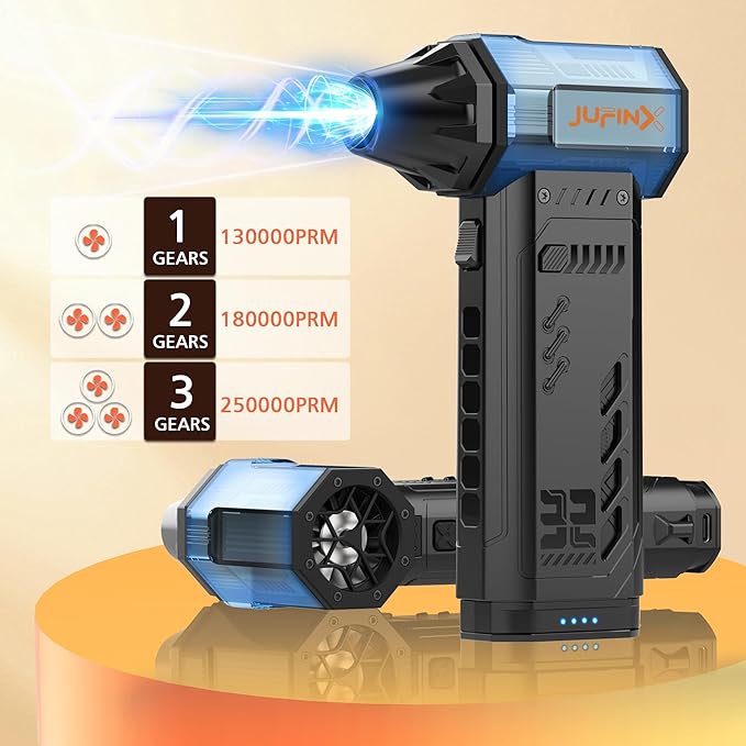 X301 Electric Air Duster-250000RPM Super Power-Air Duster, Replaceable Battery,Long Life-Snow Blower, 3-Gear Adjustable,4 nozzles for Computer, Keyboard, Outdoors and Car Cleaning.(1*Battery)
