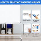 Max-officoo Magnetic White Board Dry Erase Whiteboard with Rolling Stand 72"x48" Double-Sided Mobile Large White Board on Wheels, Including 3 Magnetic Erasers, 7 Markers, 30 Magnets