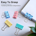 Large Binder Clips 1.6 Inch (60 Pack) Assorted Colors, Colored Binder Clips Paper Clips, Big Paper Clamps, Binder Clips Large Size for Home, School and Office Supplies